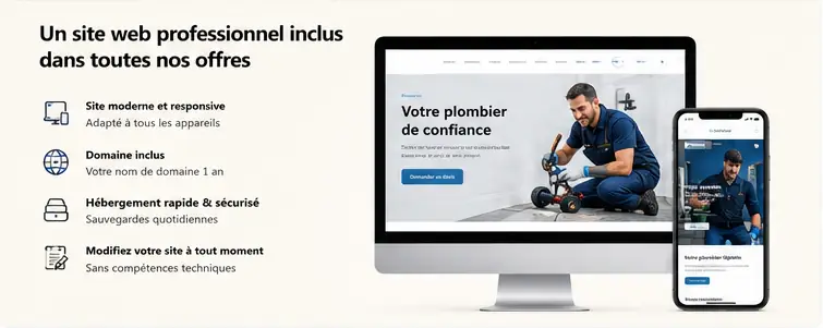 Site web professionnel inclus avec Business Pro pour artisans et indépendants
